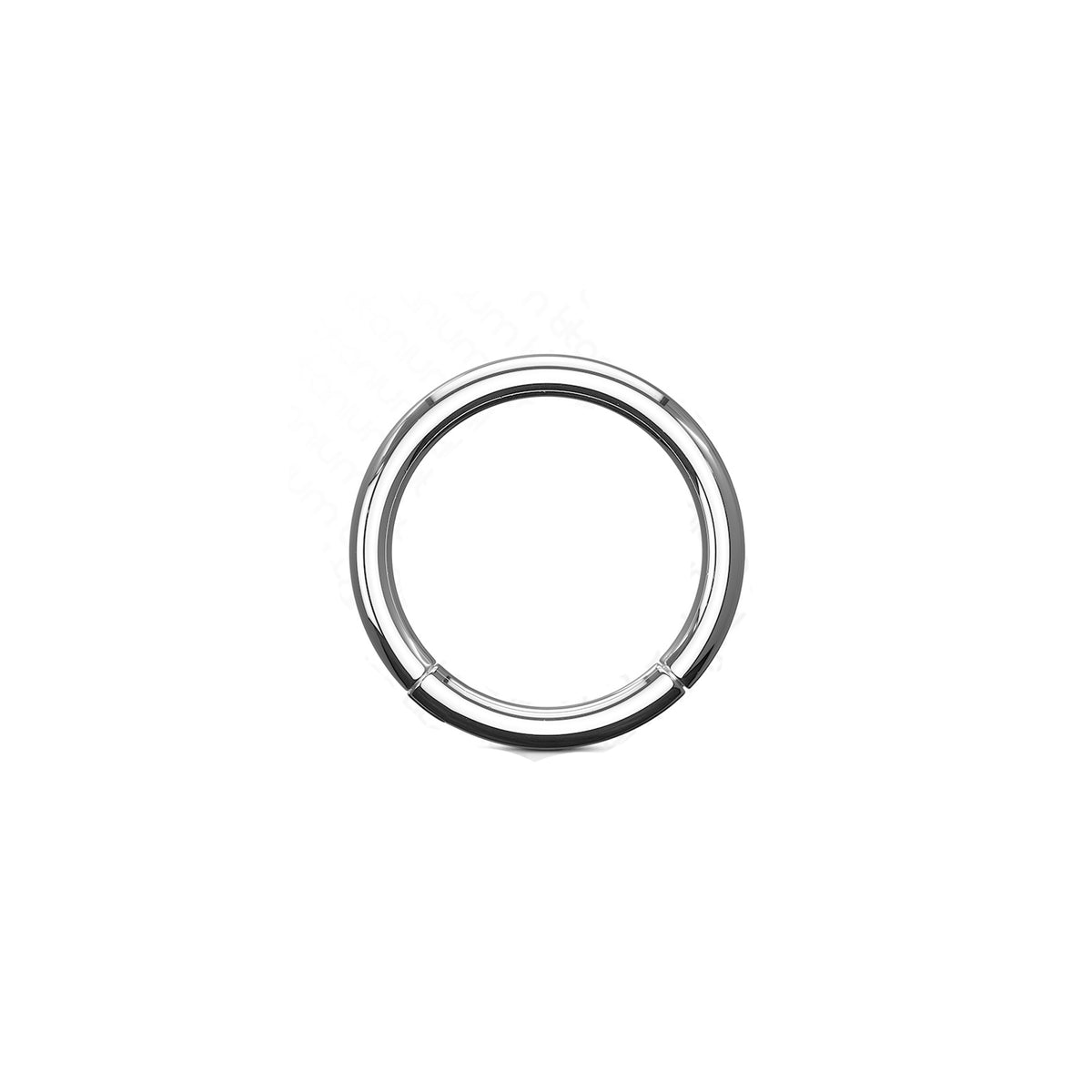 Silver titanium plain hinged hoop ring on white background