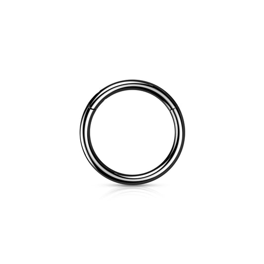 ✨ Black Titanium Plain Hinged Clicker Hoop Ring