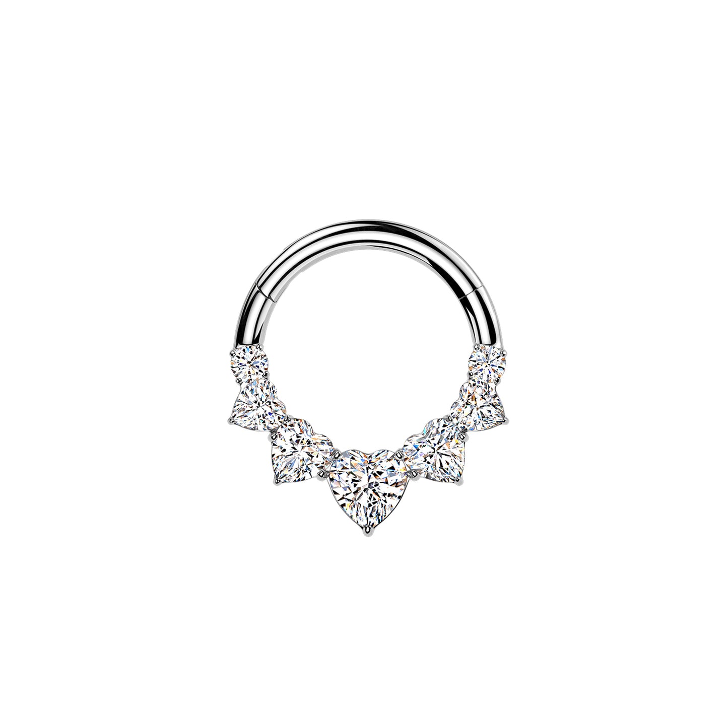 ✨ Titanium Heart CZ Hinged Segment Hoop