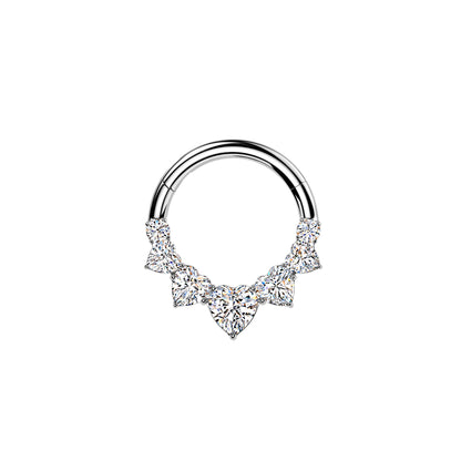 ✨ Titanium Heart CZ Hinged Segment Hoop