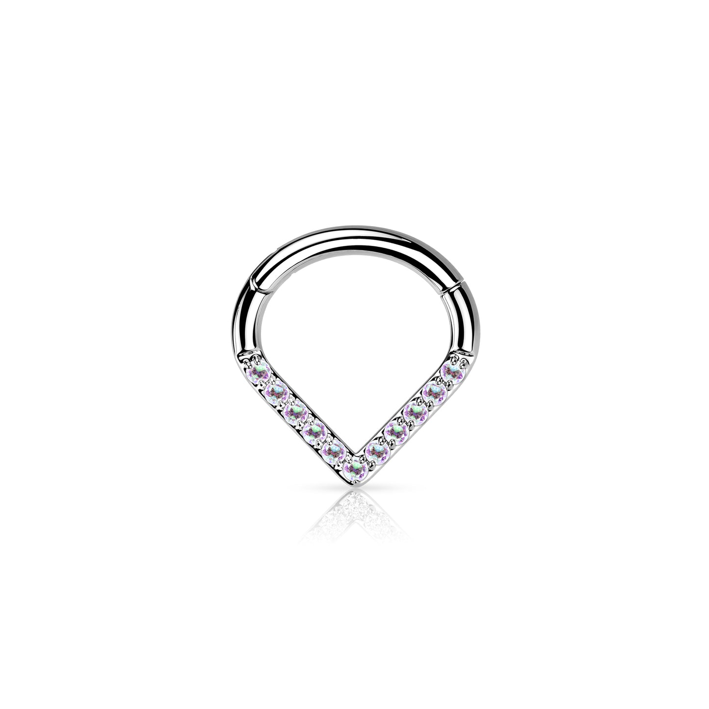 ✨ Titanium CZ Lined Chevron Hinged Clicker Hoop 16G 8mm