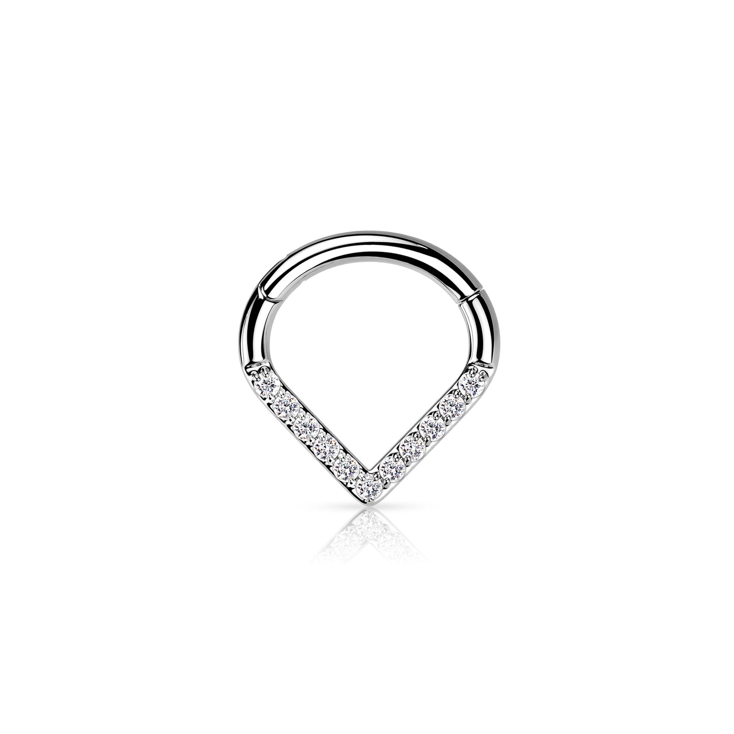 ✨ Titanium CZ Lined Chevron Hinged Clicker Hoop 16G 8mm