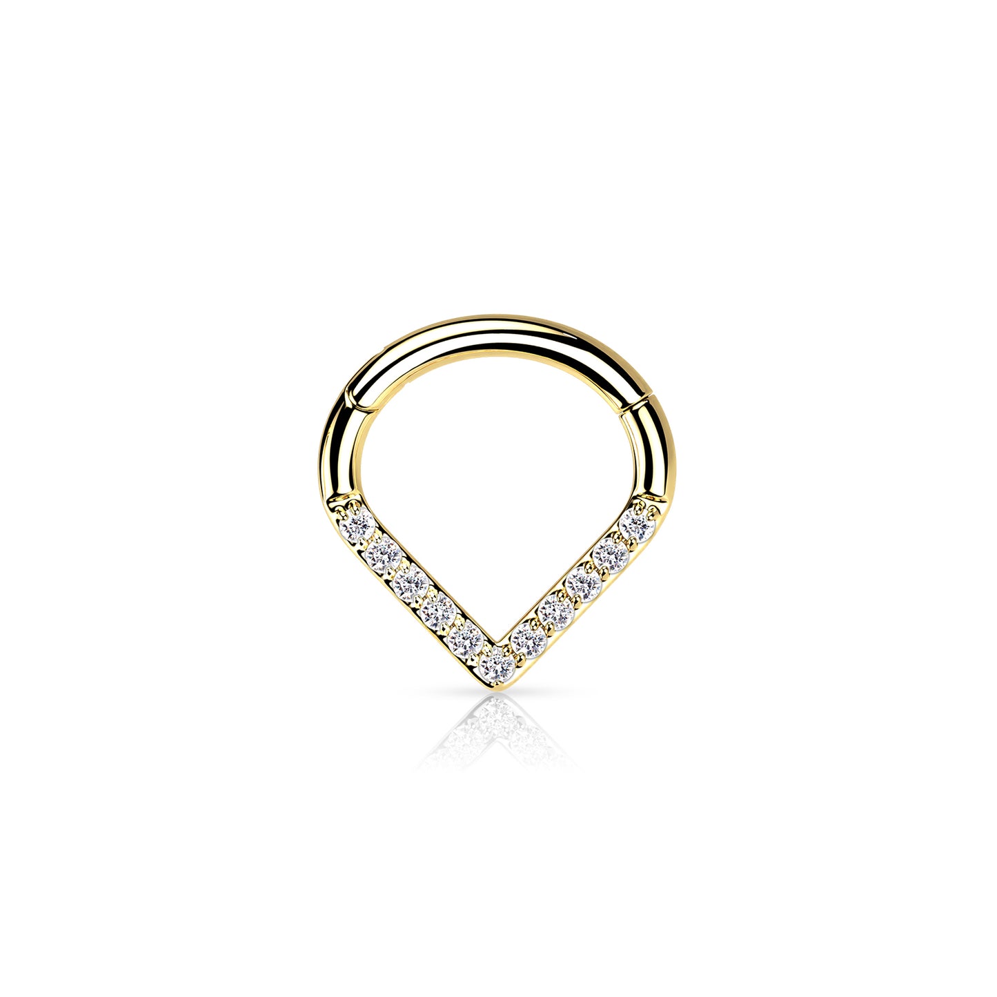 ✨ Titanium CZ Lined Chevron Hinged Clicker Hoop 16G 8mm