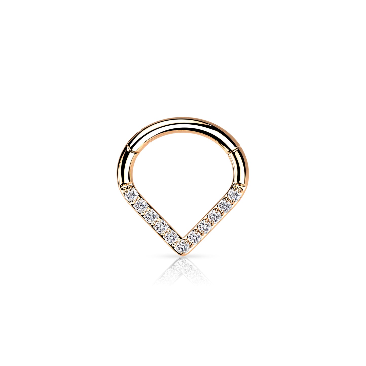 ✨ Titanium CZ Lined Chevron Hinged Clicker Hoop 16G 8mm