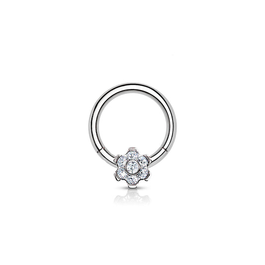 ✨ Titanium CZ Flower Hinged Clicker Hoop 8mm