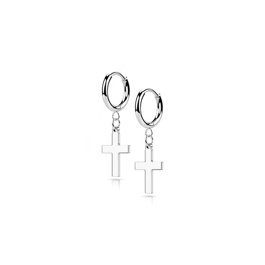 ✨ Surgical Steel Cross Dangle Hoop Earrings