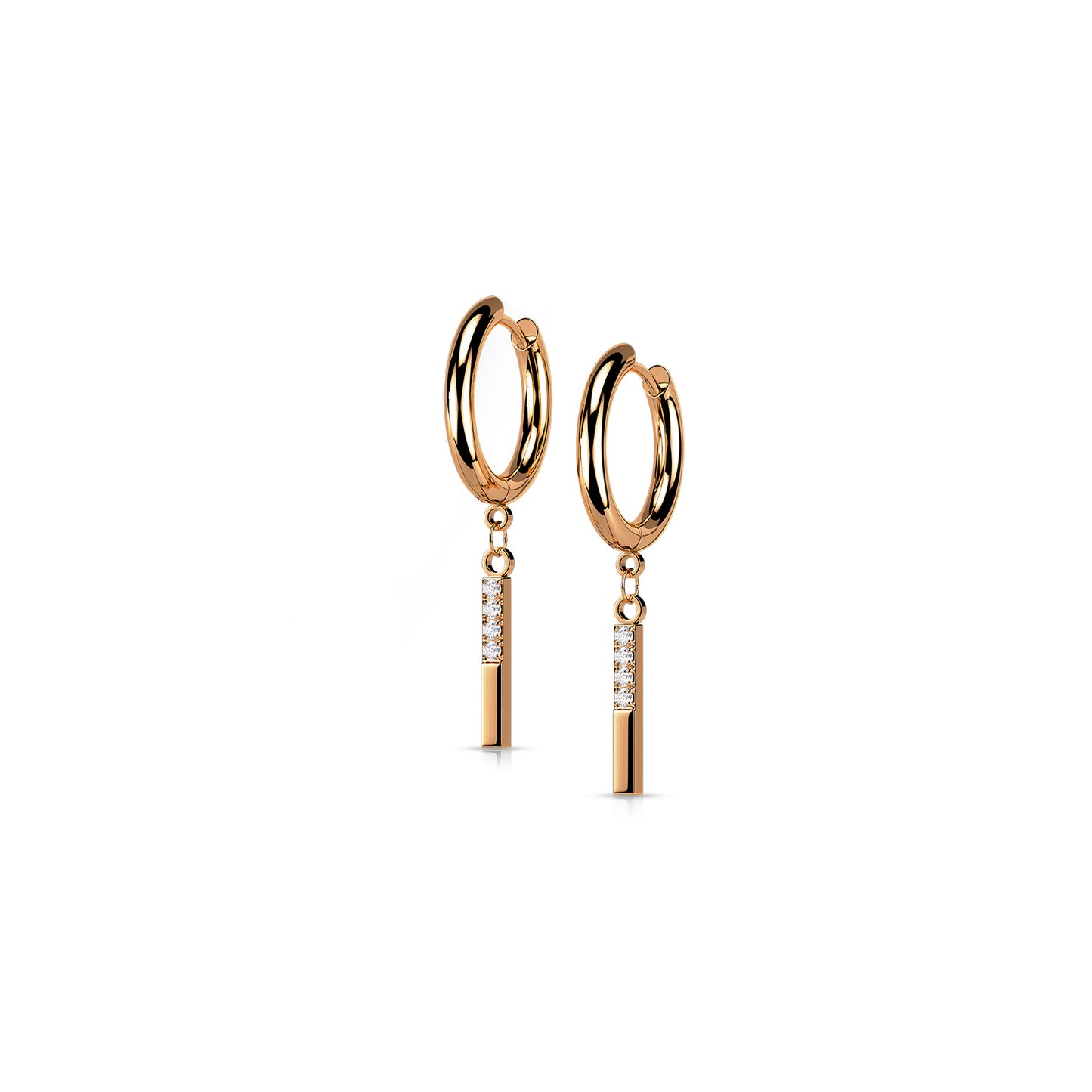 ✨ Surgical Steel CZ Bar Dangle Hoop Earrings