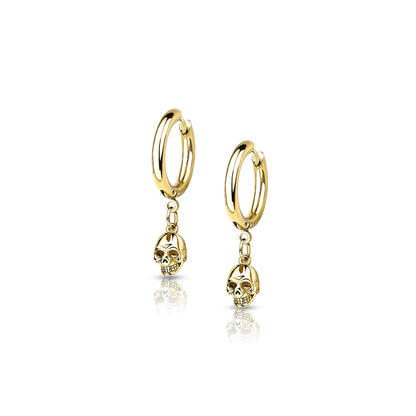 ✨ Surgical Steel Skull Dangle Hoop Earrings