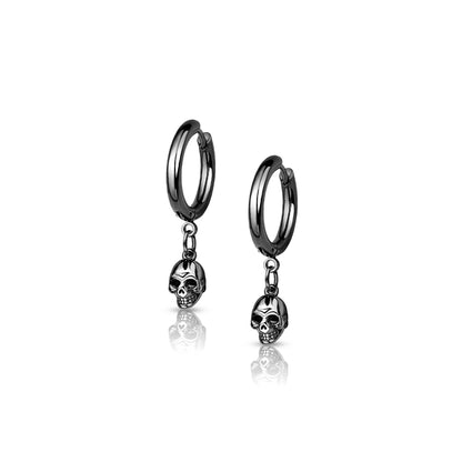 ✨ Surgical Steel Skull Dangle Hoop Earrings
