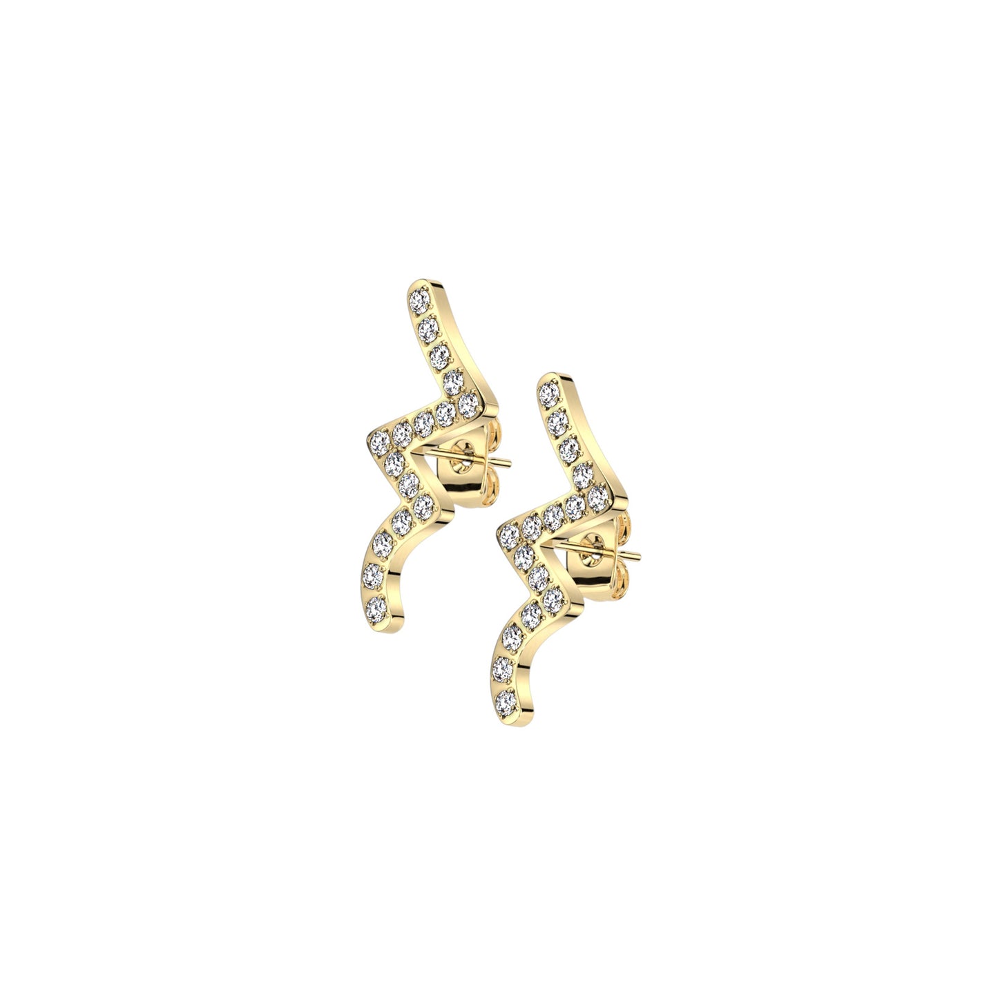 ✨ Stainless Steel Wave Style CZ Stud Earrings