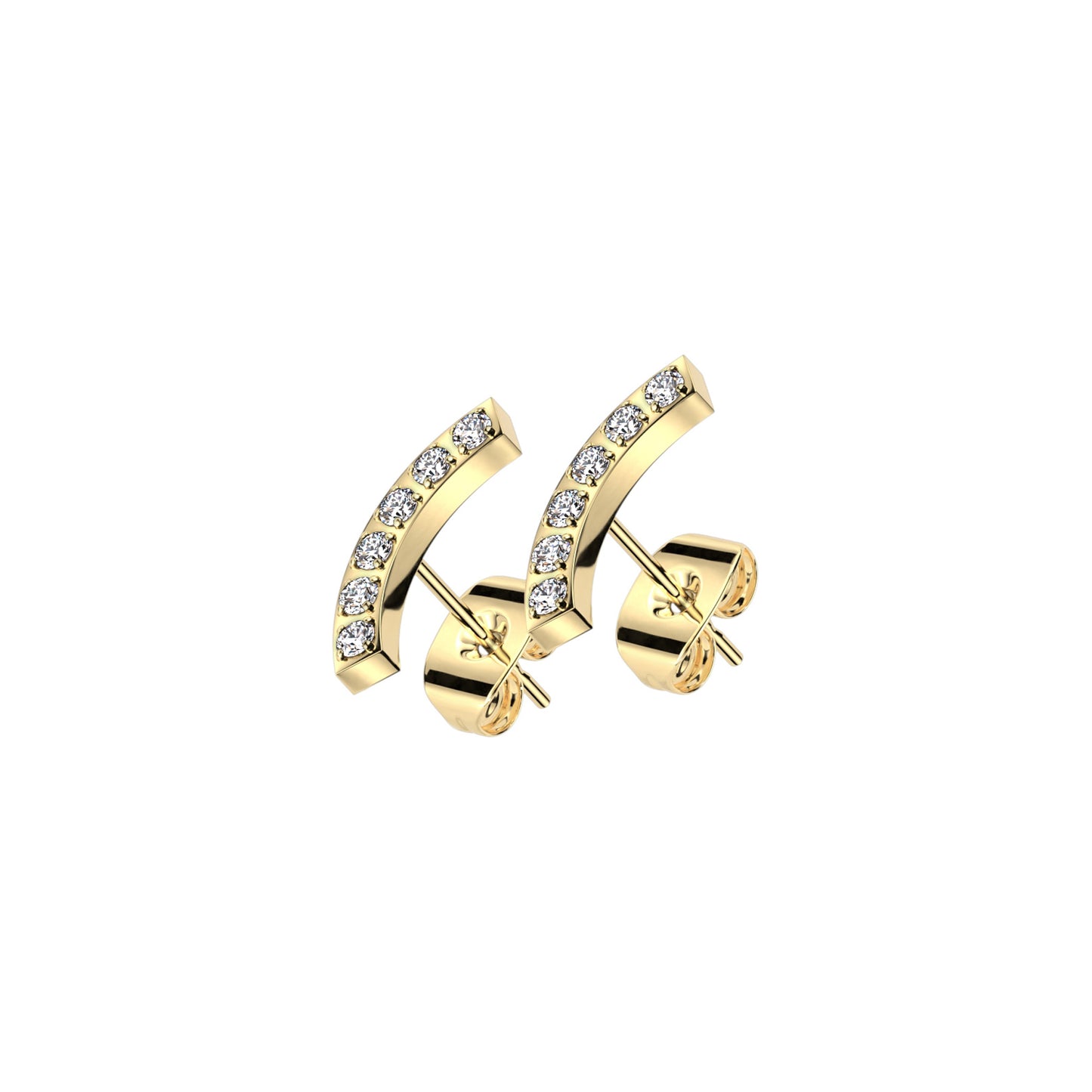 ✨ Stainless Steel Curve CZ Stud Earrings