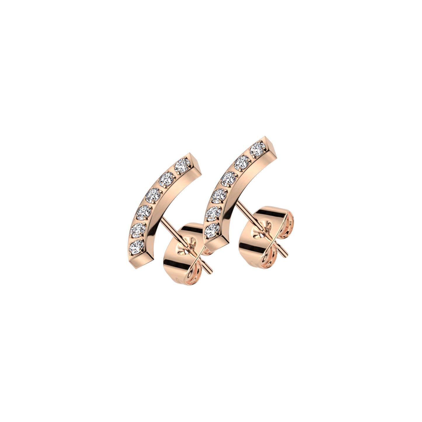 ✨ Stainless Steel Curve CZ Stud Earrings