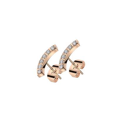 ✨ Stainless Steel Curve CZ Stud Earrings