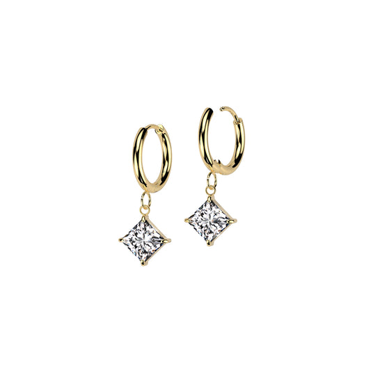 ✨ Surgical Steel Hinged Hoop Earrings with Prong-Setting CZ Dangle