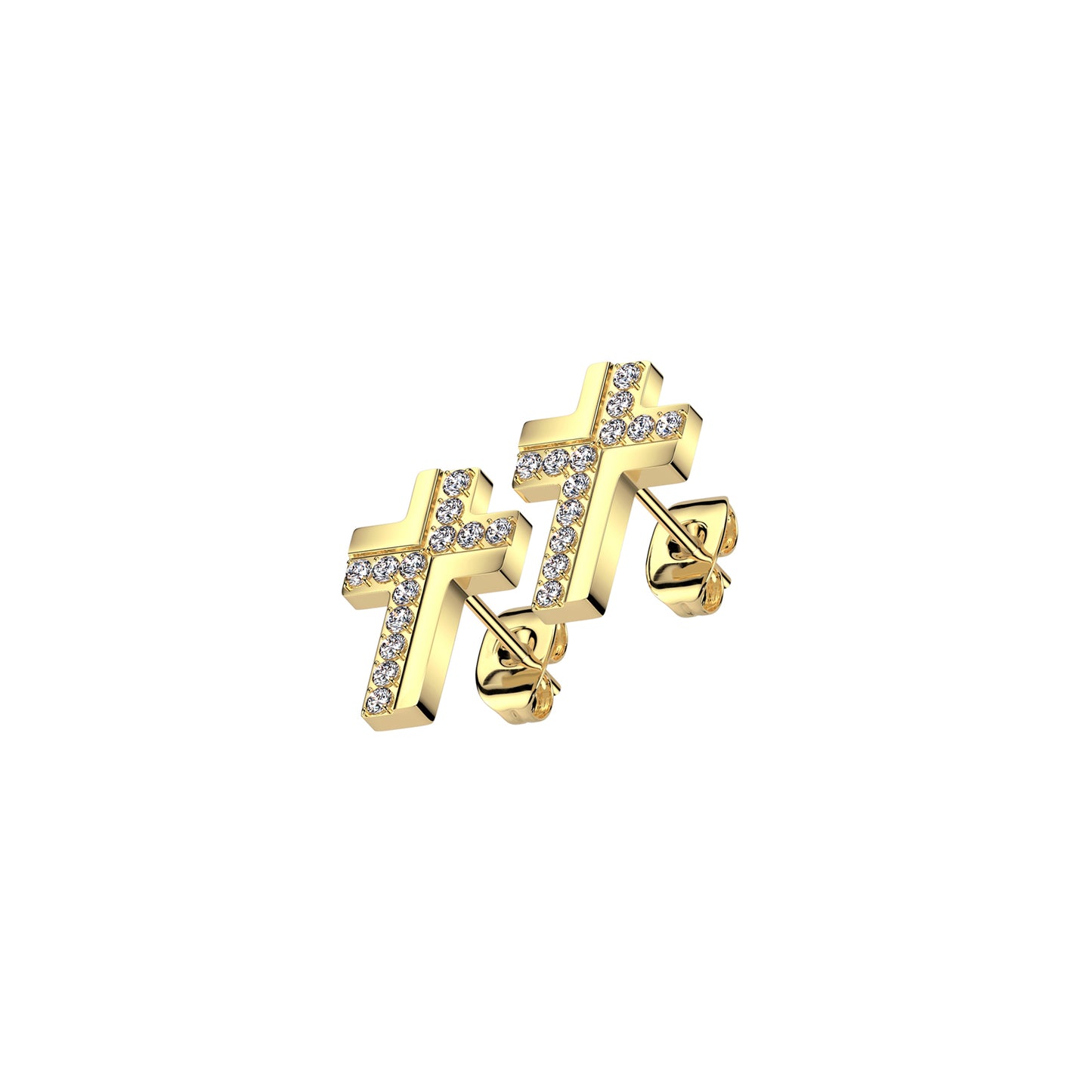 ✨ Surgical Steel Big Cross CZ Stud Earring