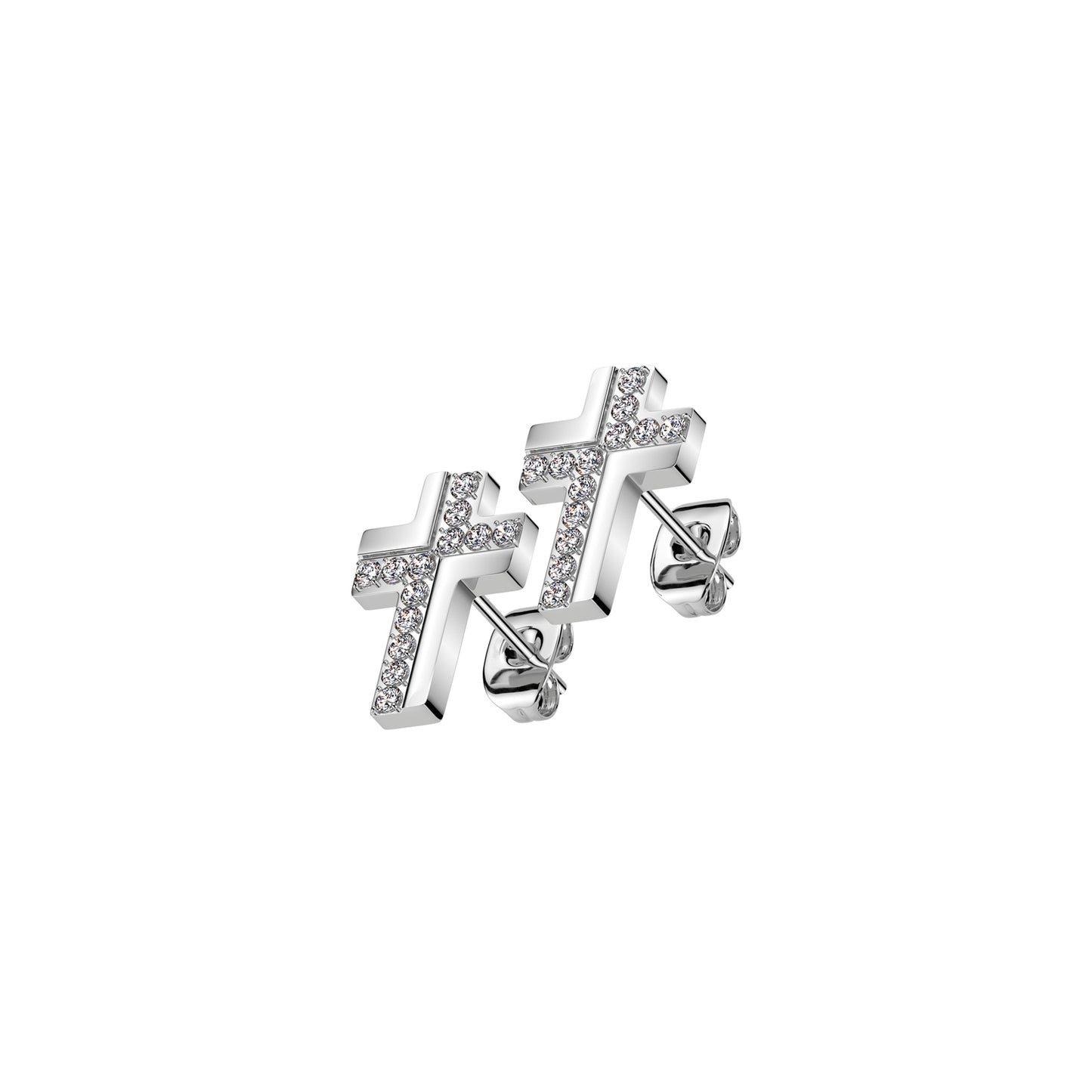 ✨ Surgical Steel Big Cross CZ Stud Earring