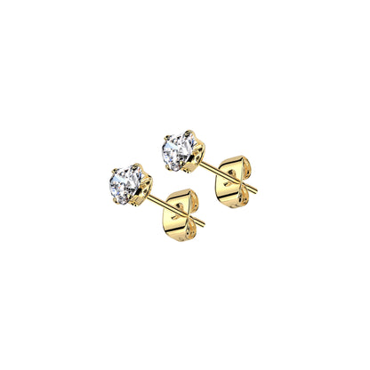 ✨ Surgical Steel Heart CZ with Prong Set Stud Earring
