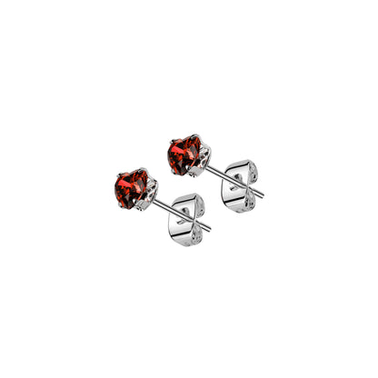 ✨ Surgical Steel Heart CZ with Prong Set Stud Earring