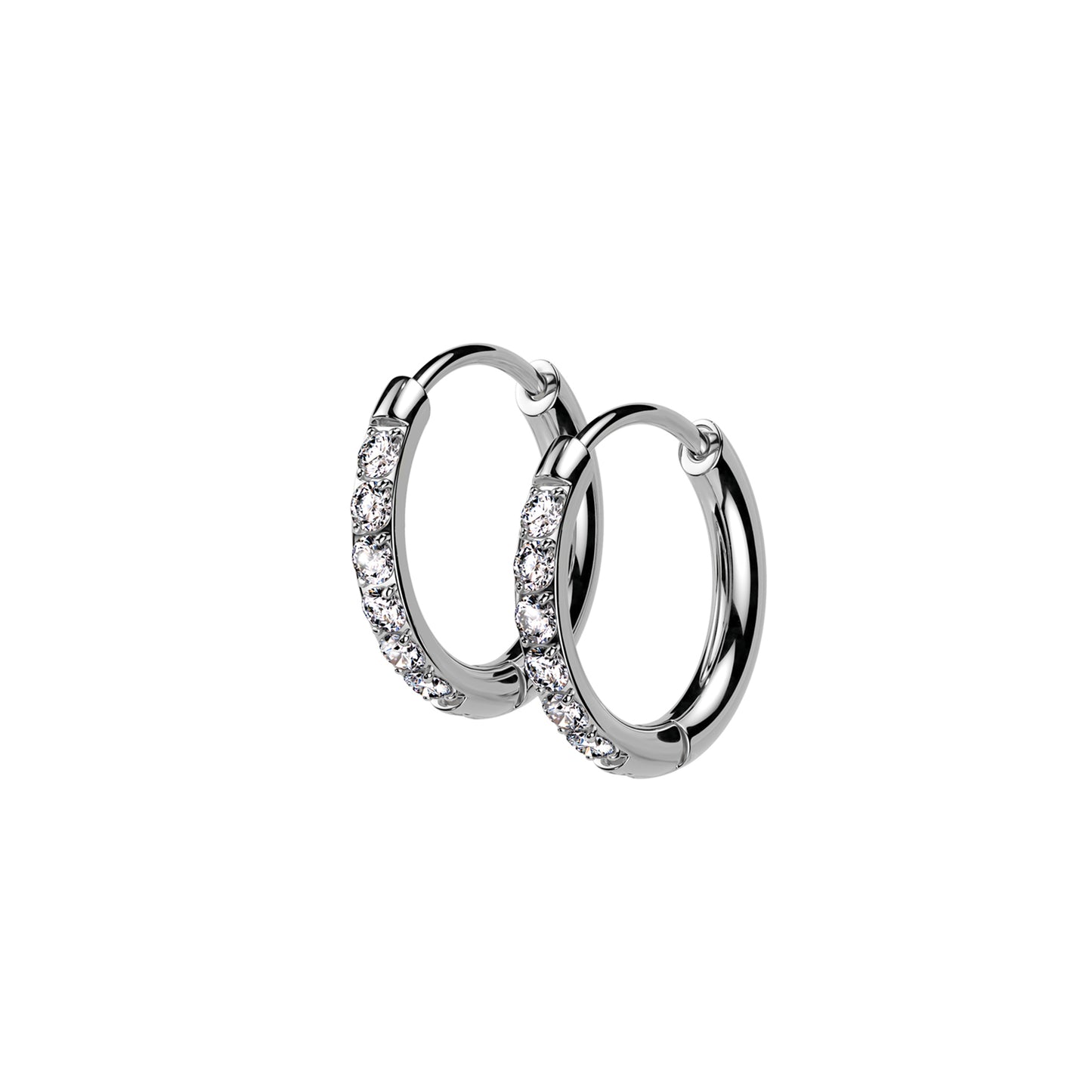 ✨ Surgical Steel Hinged Hoop Earrings with CZ Pave