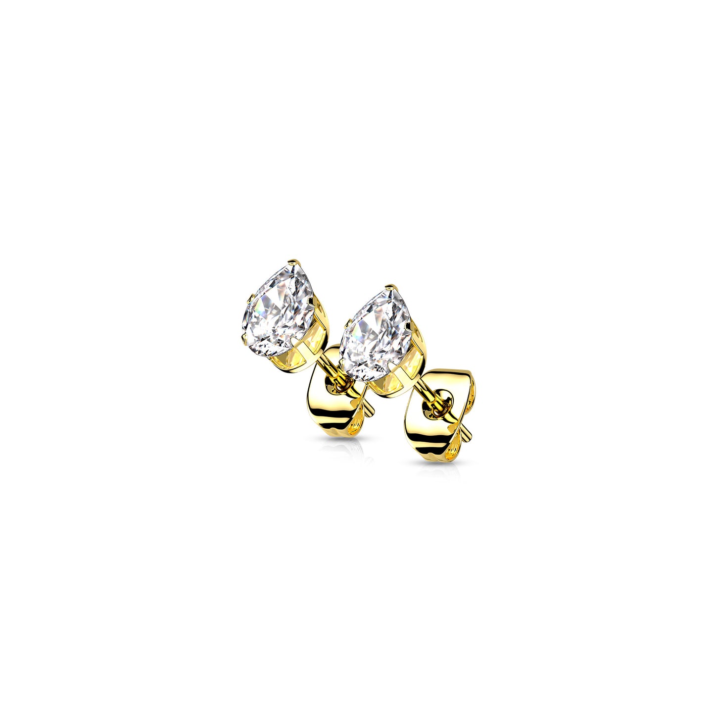 ✨ Gold Surgical Steel Teardrop CZ Stud Earrings