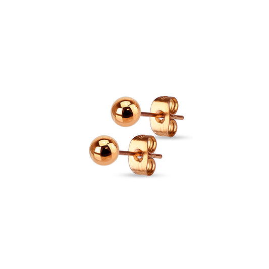 ✨ Rose Gold Surgical Steel Round Ball Stud Earrings