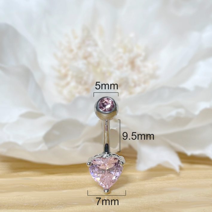 ✨ Titanium CZ Top and Heart Brass Prong-Setting Belly Ring