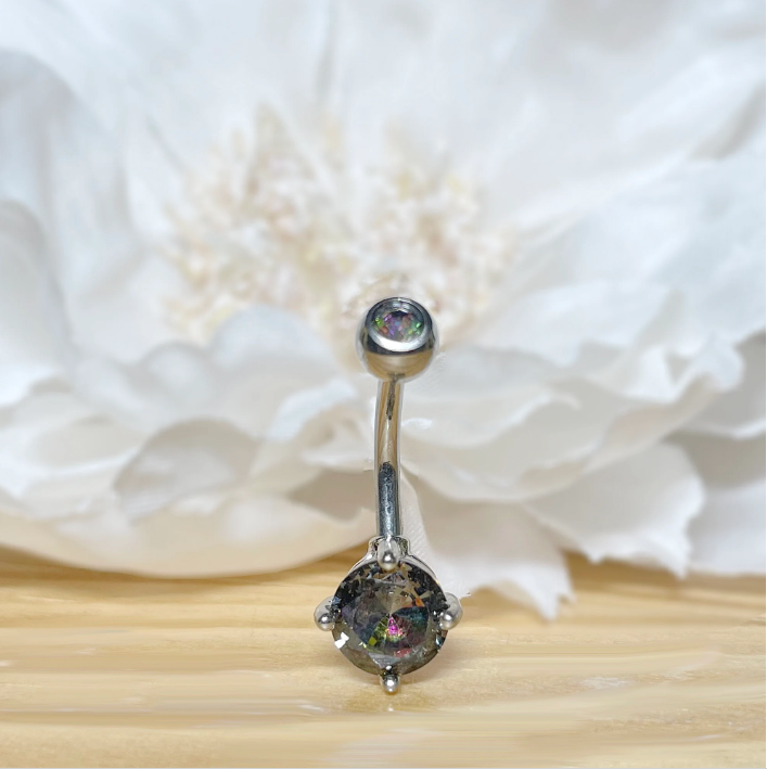 ✨ Titanium CZ Top and Round Brass Prong-Setting CZ Belly Ring