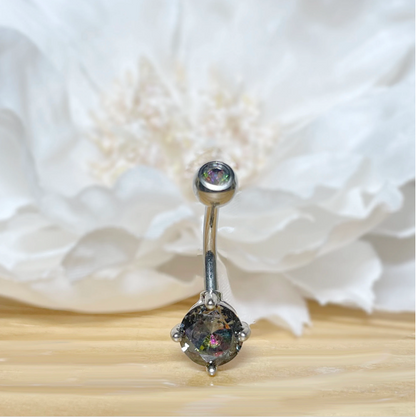 Titanium CZ Prong Set Belly Ring