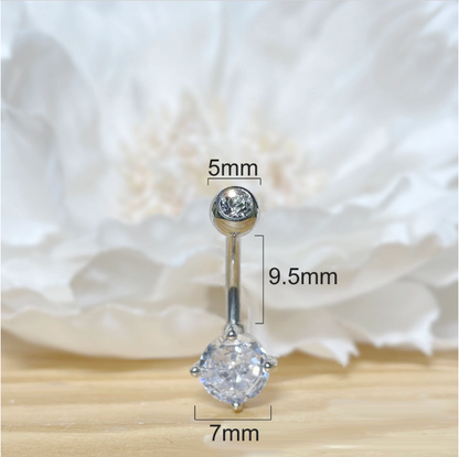 Titanium CZ Prong Set Belly Ring