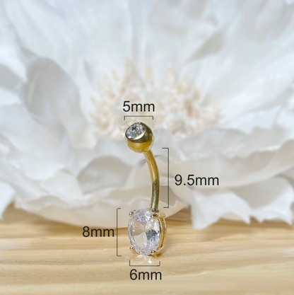 Titanium CZ Top Oval Belly Ring