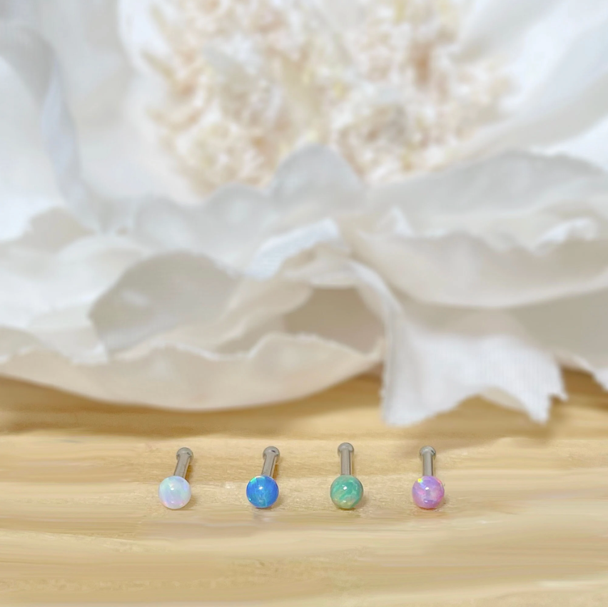 ✨ Opal Ball Nose Bone Stud 20G