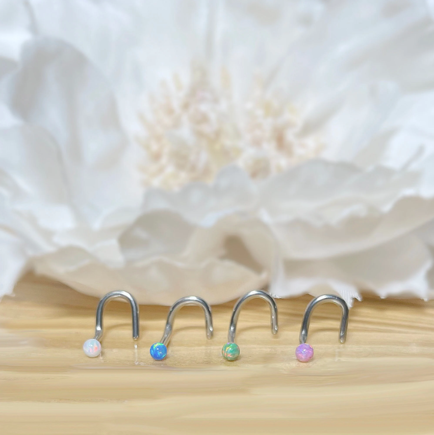 ✨ Opal Ball Nose Screw Ring