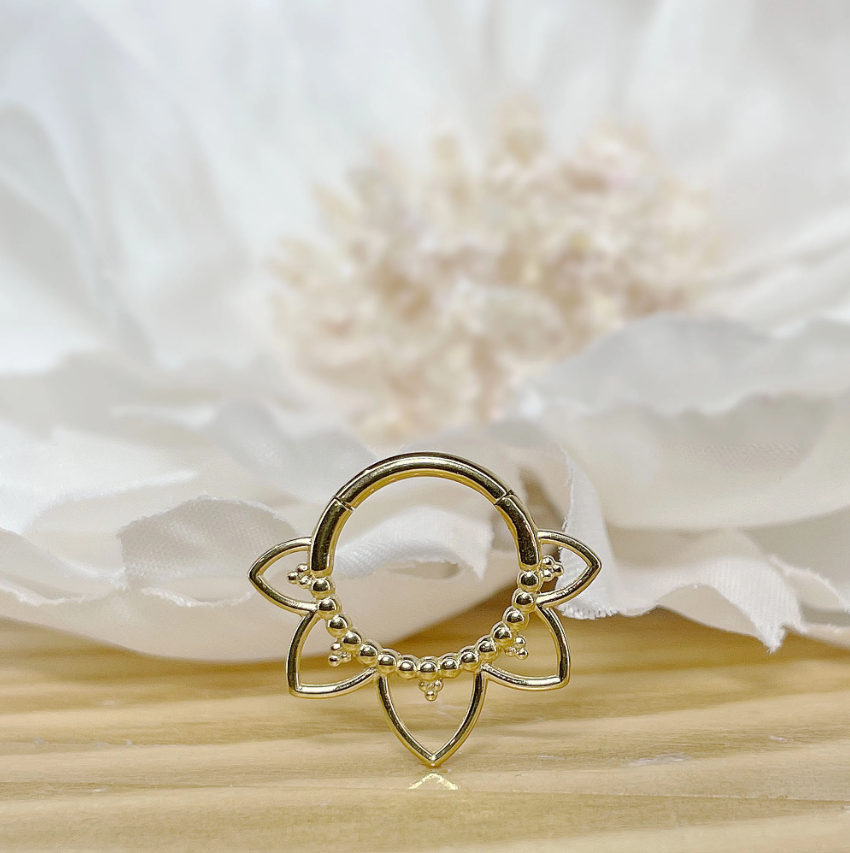 ✨ 16G Flower Design Hinged Clicker Hoop