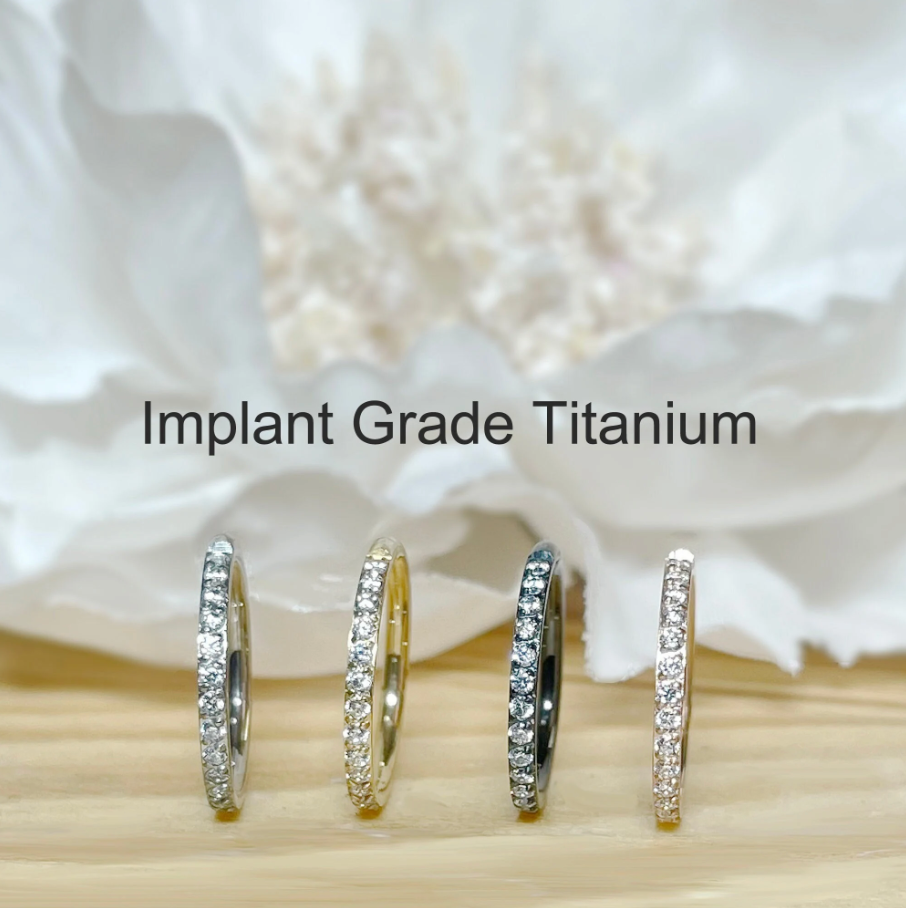 ✨ Titanium Hinged Segment CZ Crystal Hoop Ring 16G 18G