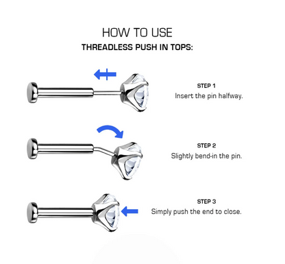 ✨ Titanium Prong-Set Pink Star CZ Top Push-In Labret Bar Stud