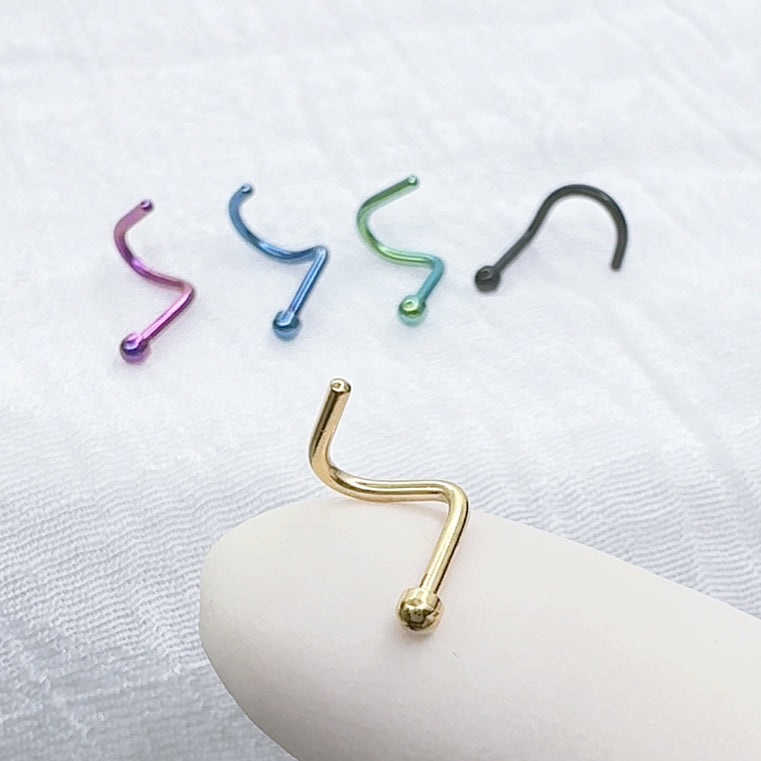 ✨ 20G 18G Titanium IP over 316L Surgical Steel Nose Screw Dome Top