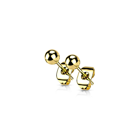 ✨ Gold Titanium Round Ball Stud Earrings