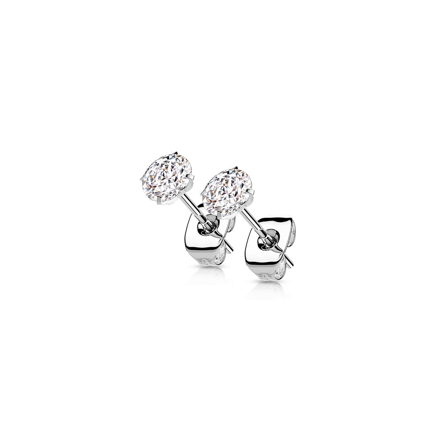 ✨ Titanium Clear Round CZ Stud Earrings