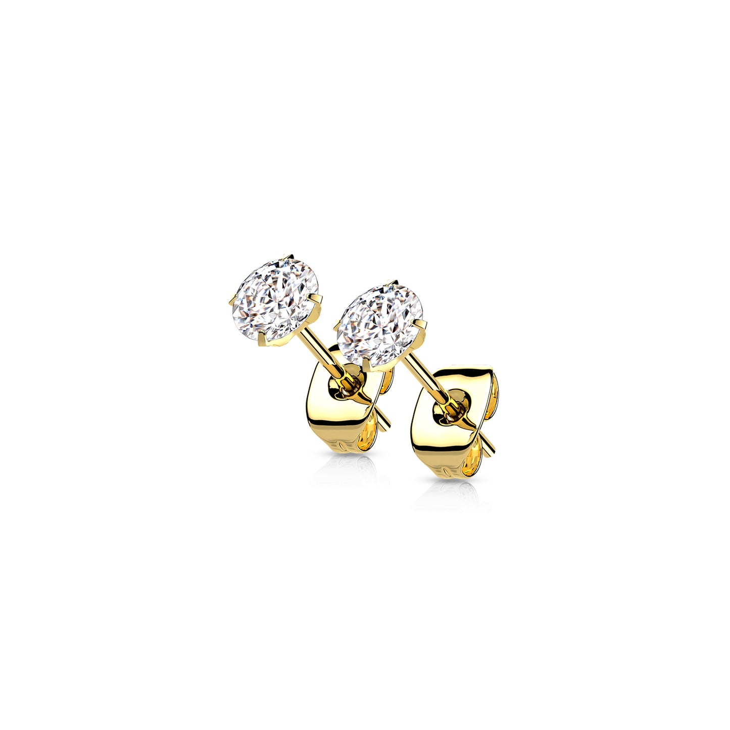 ✨ Gold Titanium Clear CZ Stud Earrings