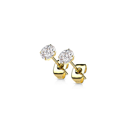 ✨ Gold Titanium Clear CZ Stud Earrings
