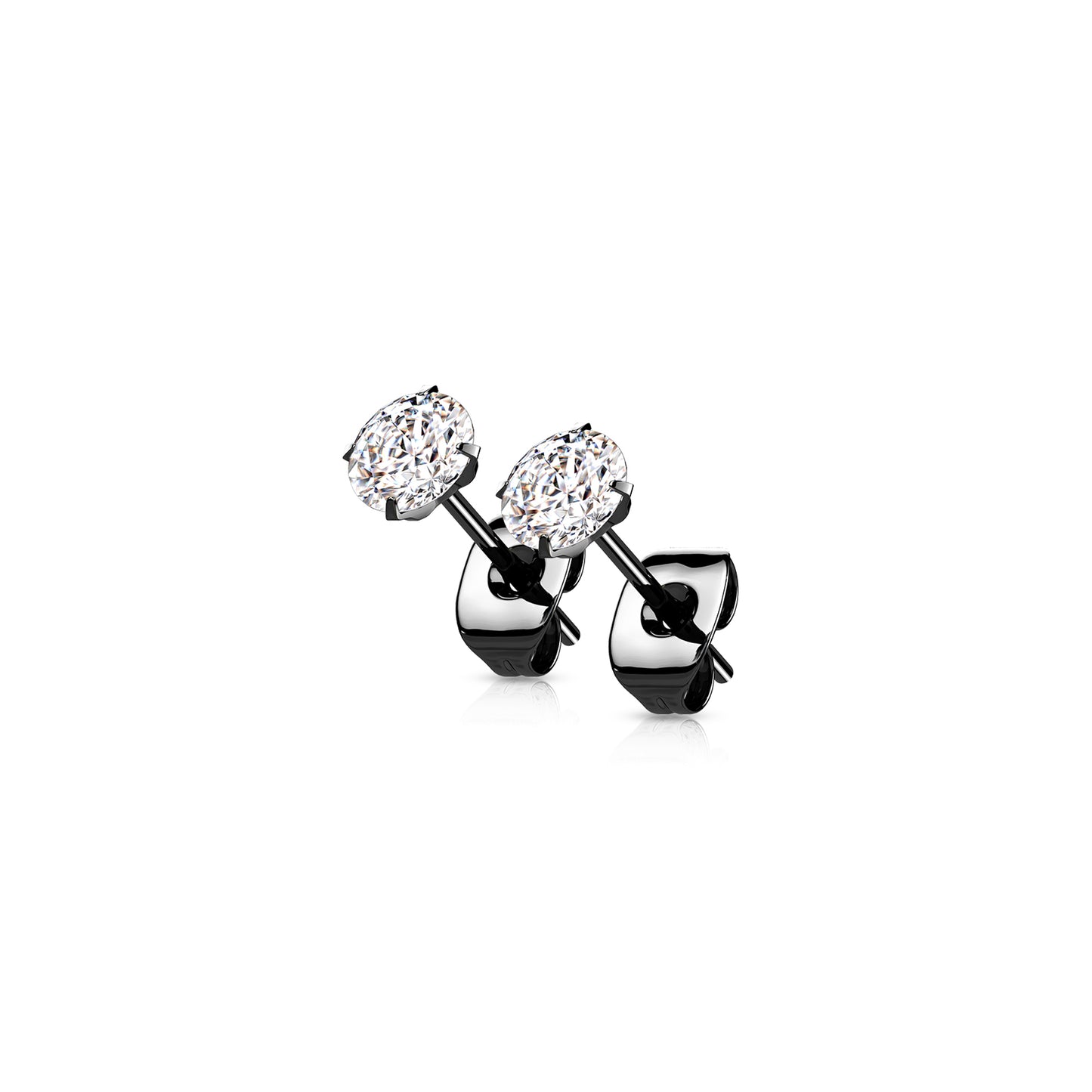 ✨ Black Titanium Clear CZ Stud Earrings