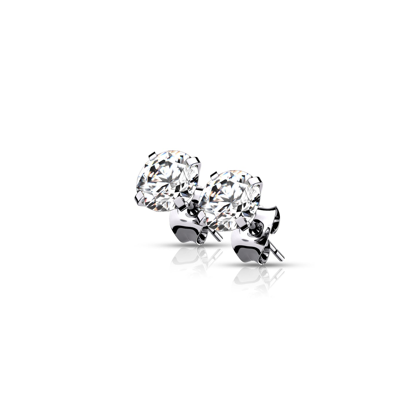 ✨ Titanium Clear Prong Set CZ Earrings