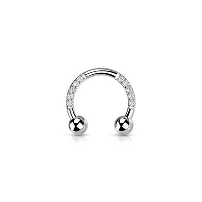 ✨  Titanium Horseshoe Circular Barbells with CZ