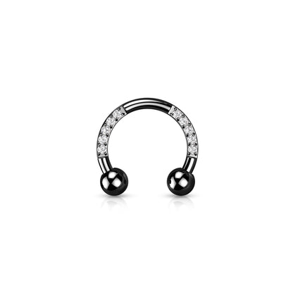 ✨  Titanium Horseshoe Circular Barbells with CZ