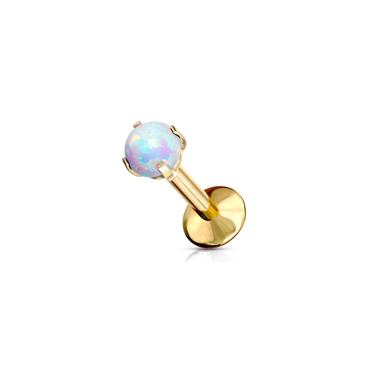 ✨ Gold PVD Titanium White Opal Internally Threaded Labret 16G