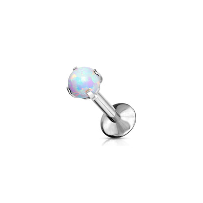 ✨ Titanium Internally Threaded White Opal Flat Back Labret 16G