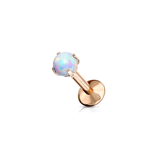 ✨ Rose Gold Titanium Internally Threaded White Opal Flat Back Labret 16G