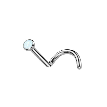 Implant grade titanium nose screw with opal ball top
