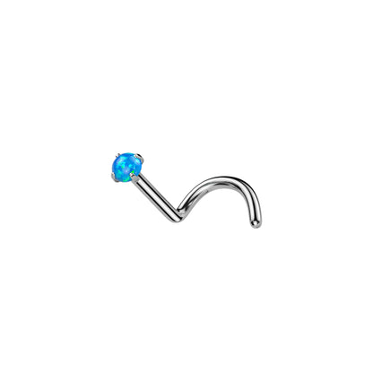 ✨ Titanium Opal Prong Set Nose Screw Ring