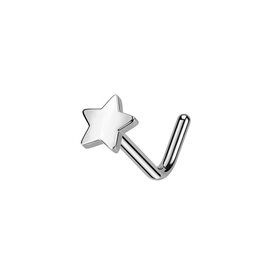 ✨ Titanium Star Top L-Bend Nose Ring